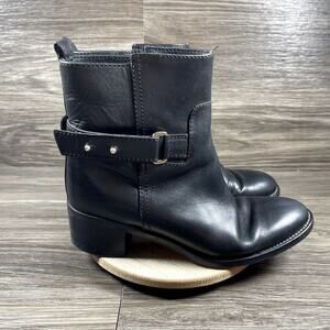J.Crew Women's Black Parker Leather Buckle Chelsea Boots Shoe Size 6.5